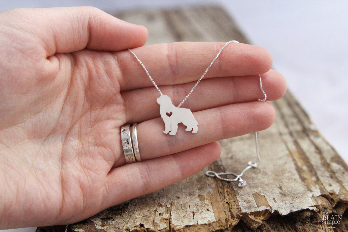 Tiny Newfoundland necklace, sterling silver pendant