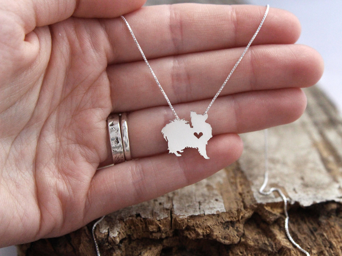 Tiny Papillon necklace, sterling silver pendant
