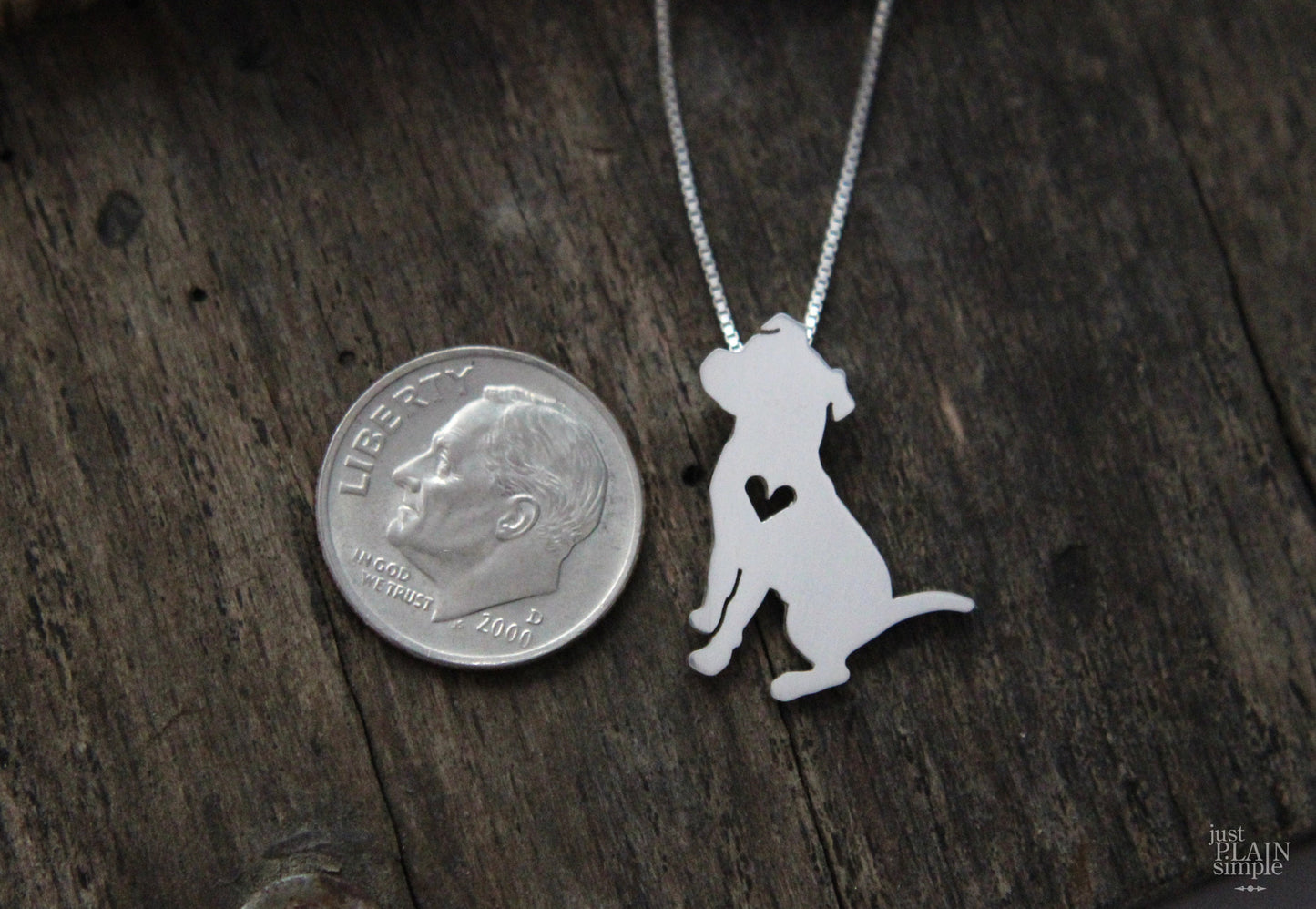 Tiny Pit bull necklace, sterling silver pendant