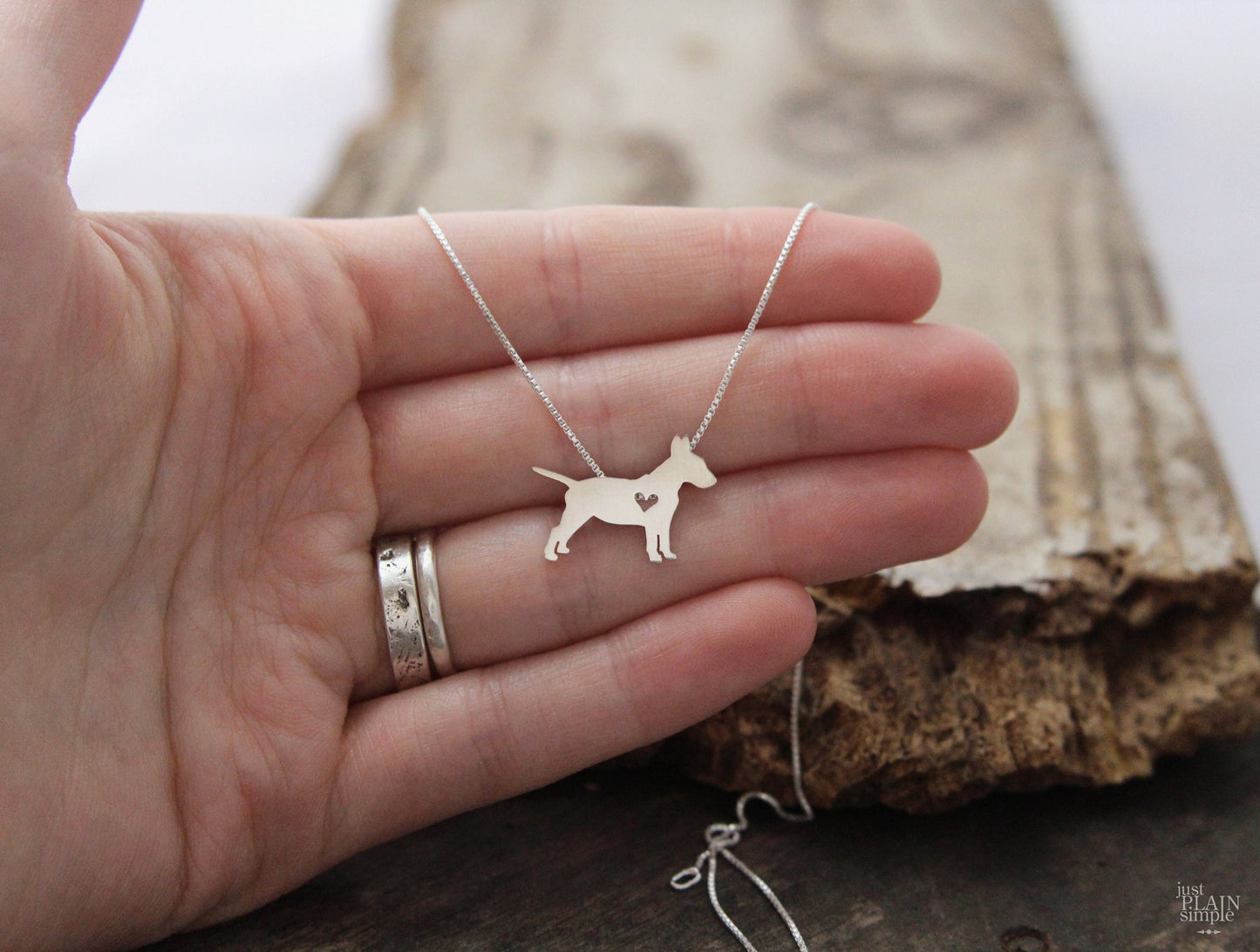 Tiny Bull Terrier necklace, sterling silver pendant