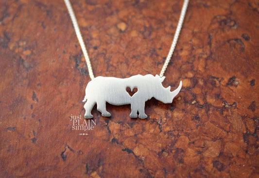 Tiny Rhinoceros Pendant, sterling silver necklace