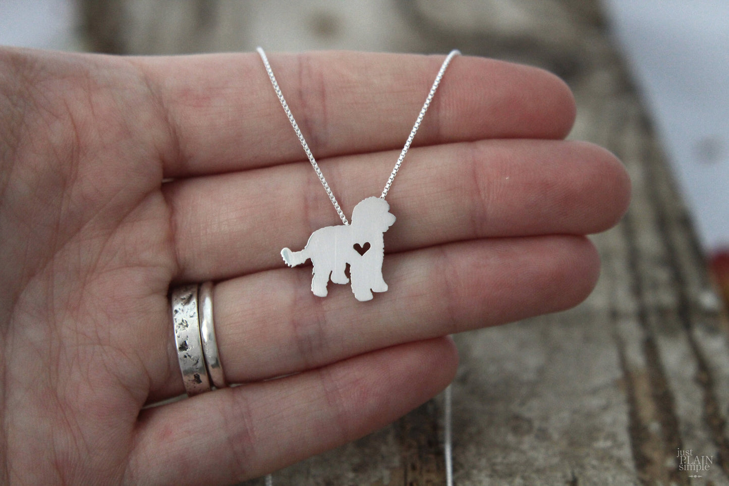 Tiny Labradoodle necklace, sterling silver pendant