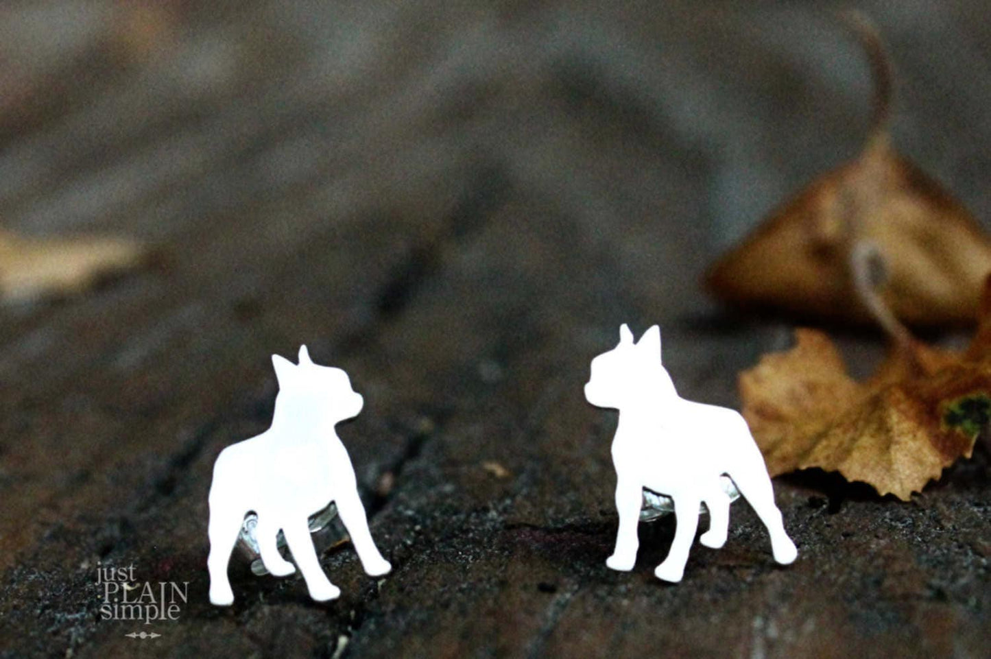 Boston Terrier earrings, sterling silver studs