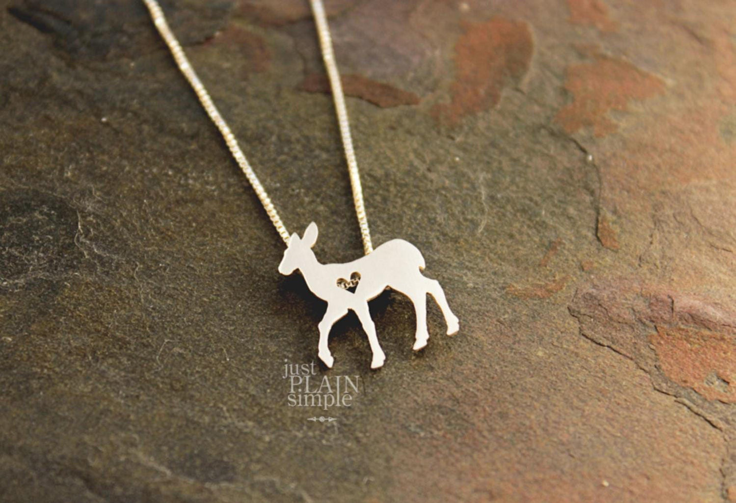 Tiny Fawn necklace, sterling silver pendant