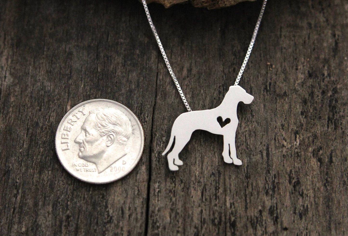 Tiny Great Dane necklace, sterling silver pendant