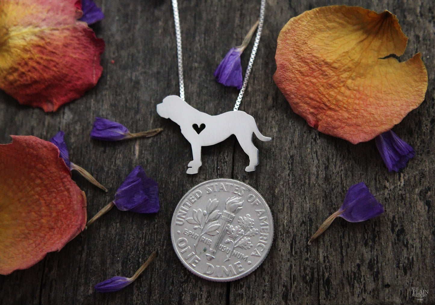 Tiny Bullmastiff necklace, sterling silver pendant