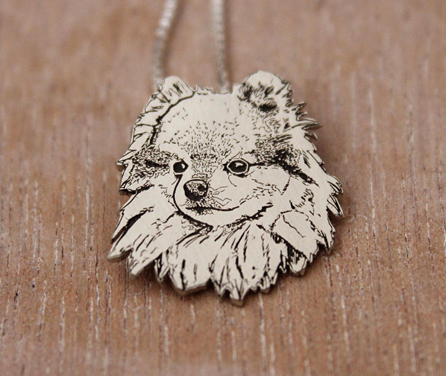 Custom Engraved Pet Portrait, Sterling Silver