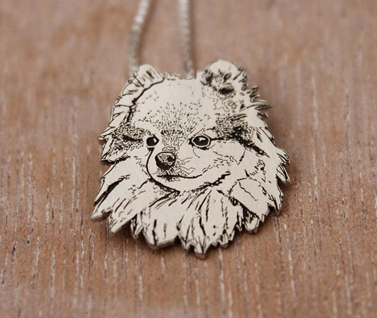 Custom Engraved Pet Portrait, Sterling Silver