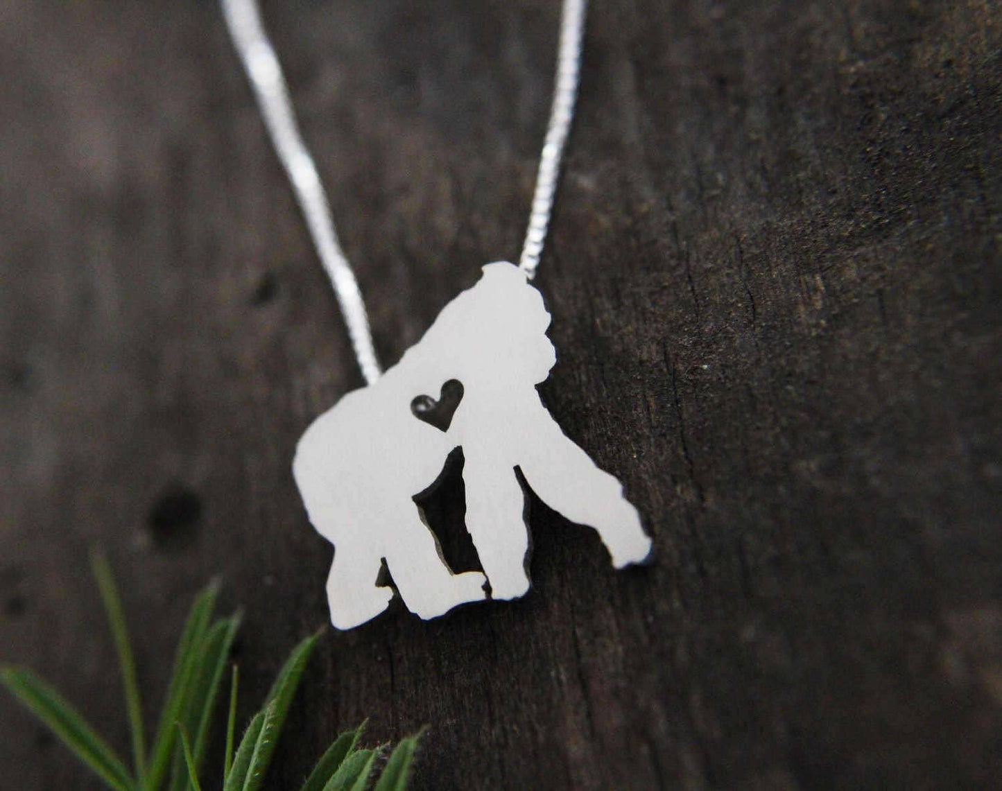 Tiny Gorilla Silver Backed, sterling silver pendant