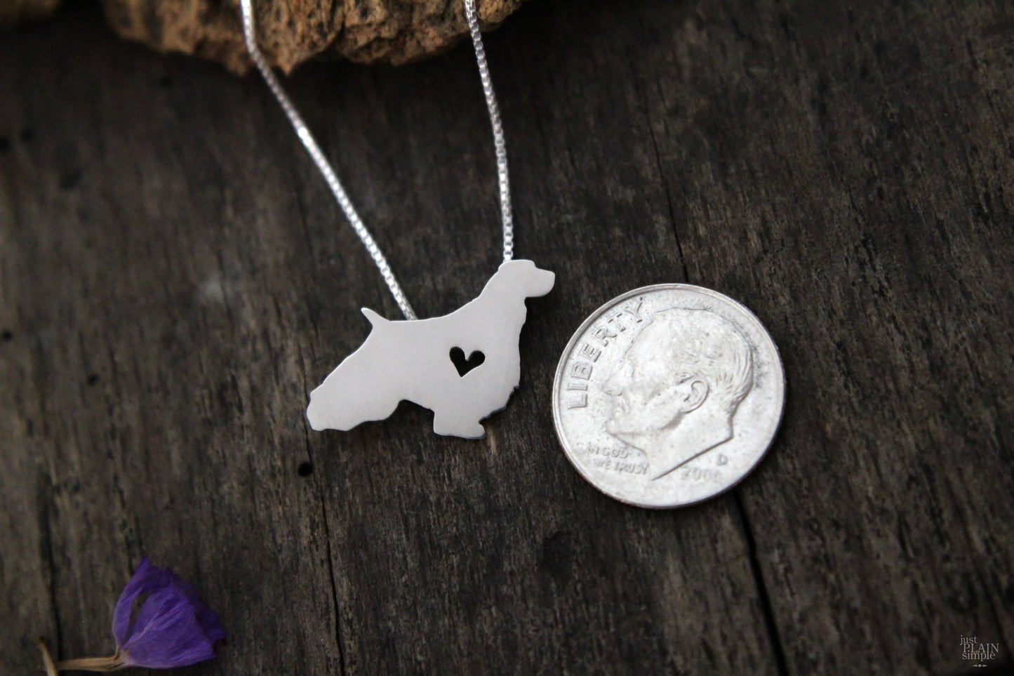 Tiny Springer Spaniel necklace, sterling silver pendant
