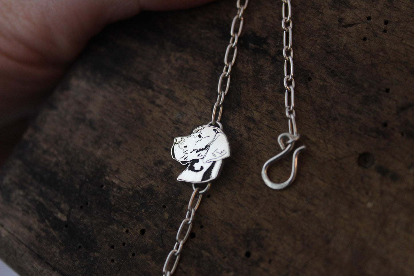 Great Dane Bracelet, engraved sterling silver charm