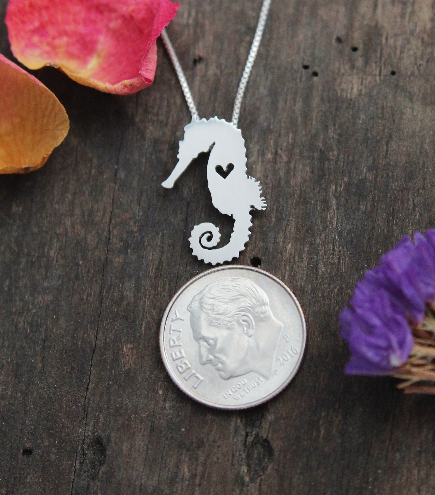 Tiny Sea Horse necklace, sterling silver pendant
