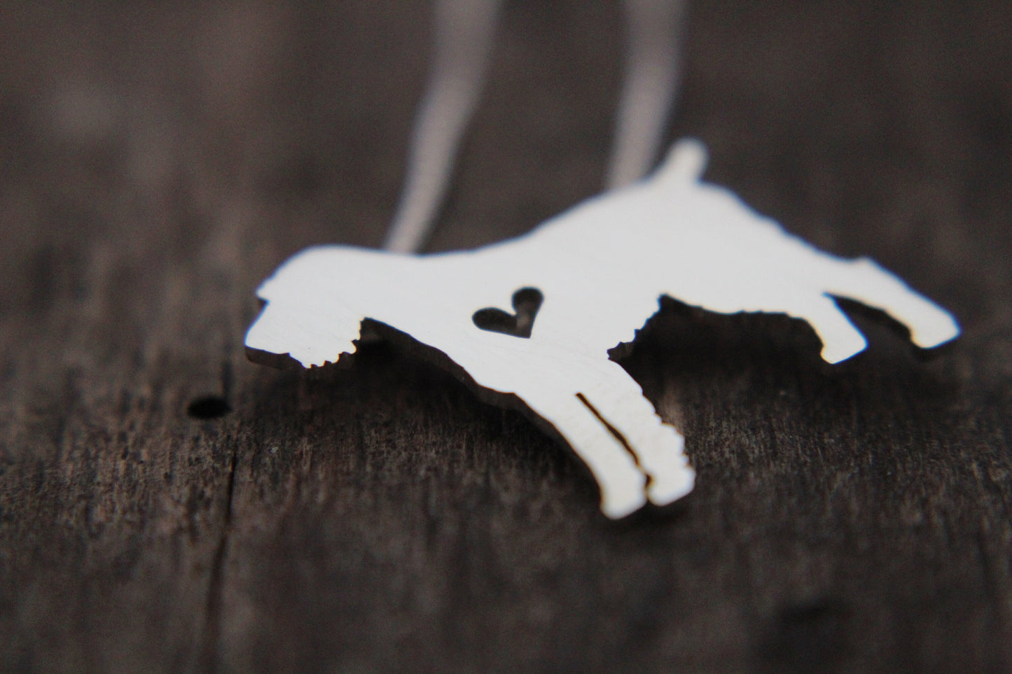 Tiny German Wirehaired Pointer necklace, sterling silver dog pendant