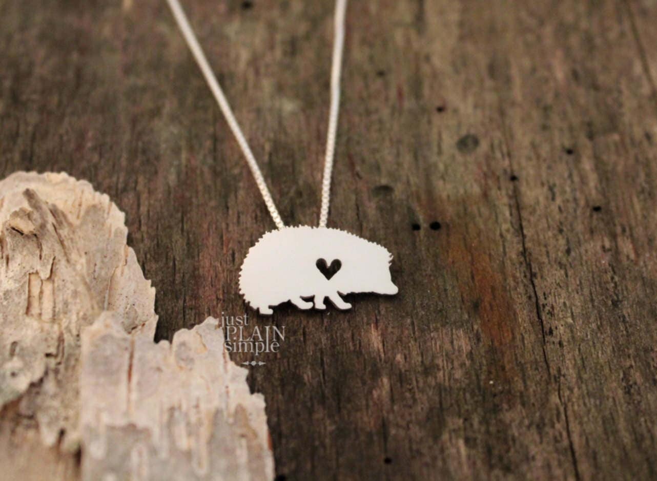 Tiny Hedgehog necklace, sterling silver pendant
