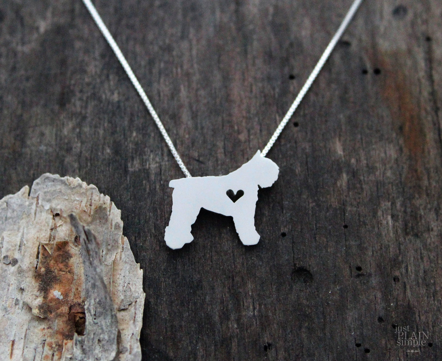 Tiny Bouvier des Flanders necklace, sterling silver pendant