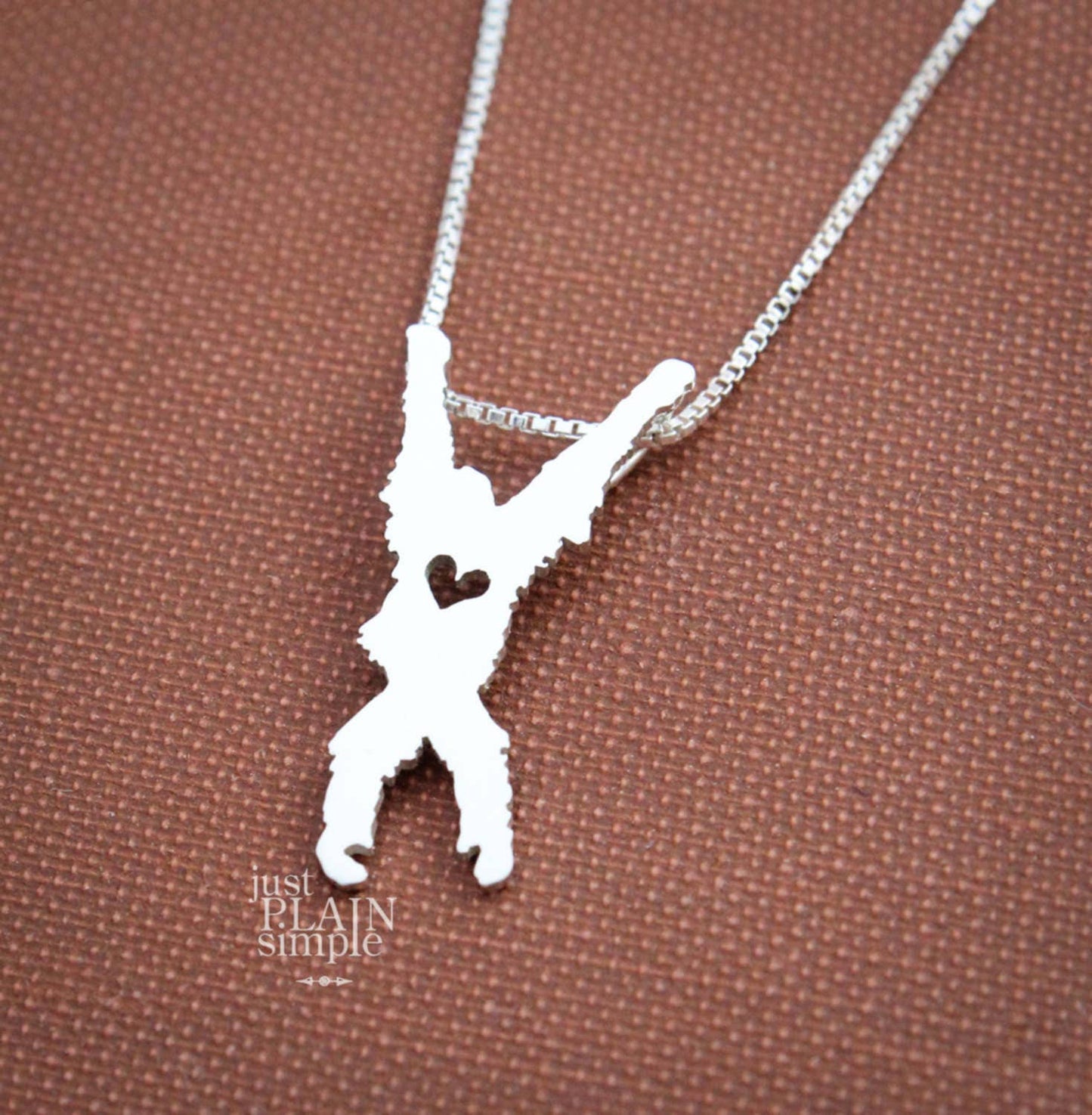 Tiny Orangutan necklace, sterling silver Pendant