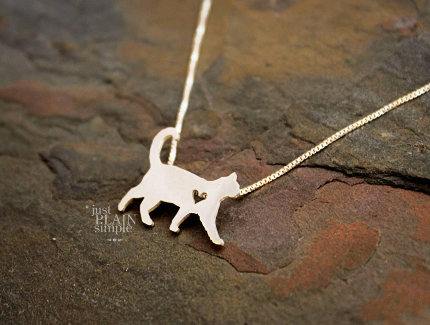 Tiny Cat necklace, sterling silver pendant