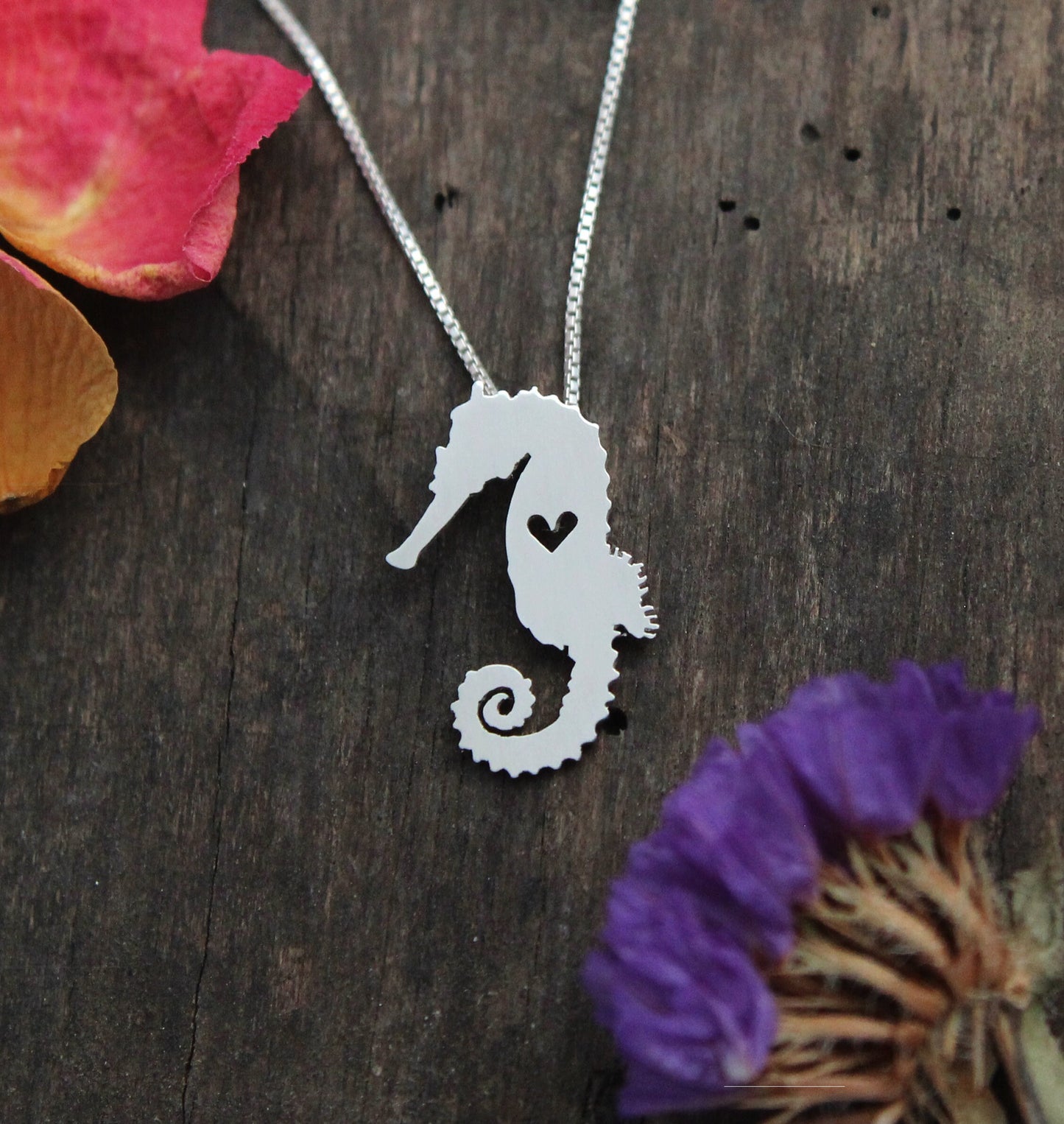 Tiny Sea Horse necklace, sterling silver pendant