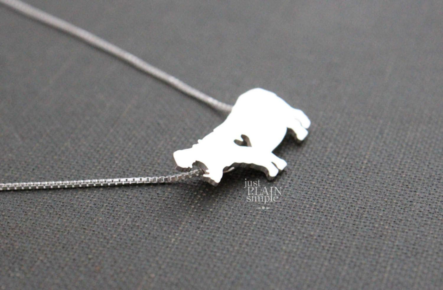 Tiny Hippopotamus necklace, sterling silver pendant