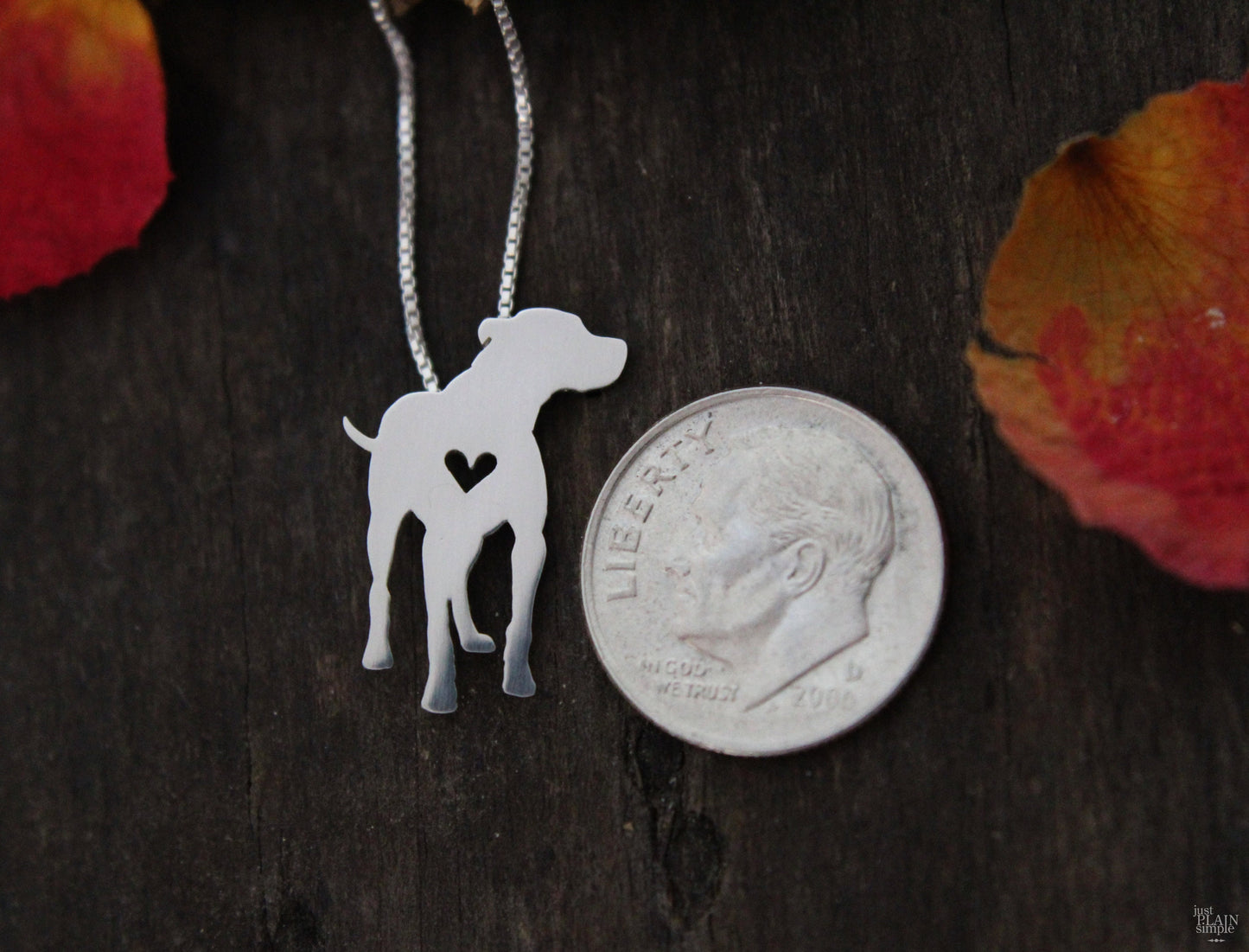 Tiny Pit Bull necklace, sterling silver pendant