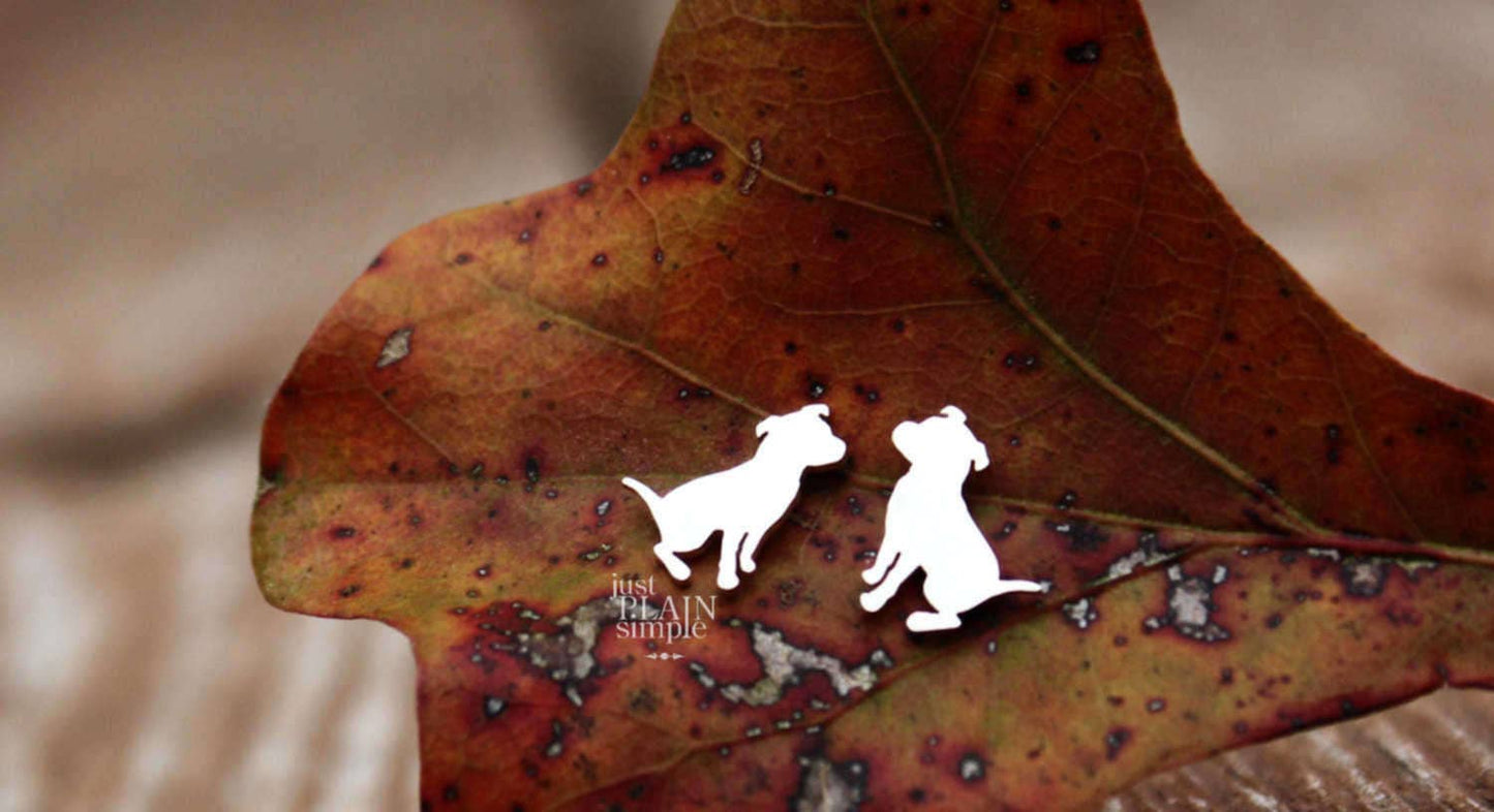 Pit bull earrings, sterling silver studs for dog lovers