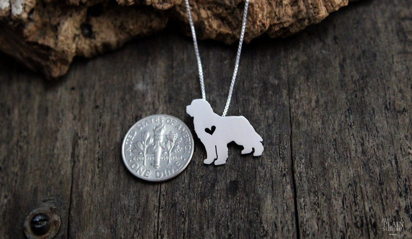 Tiny Newfoundland necklace, sterling silver pendant