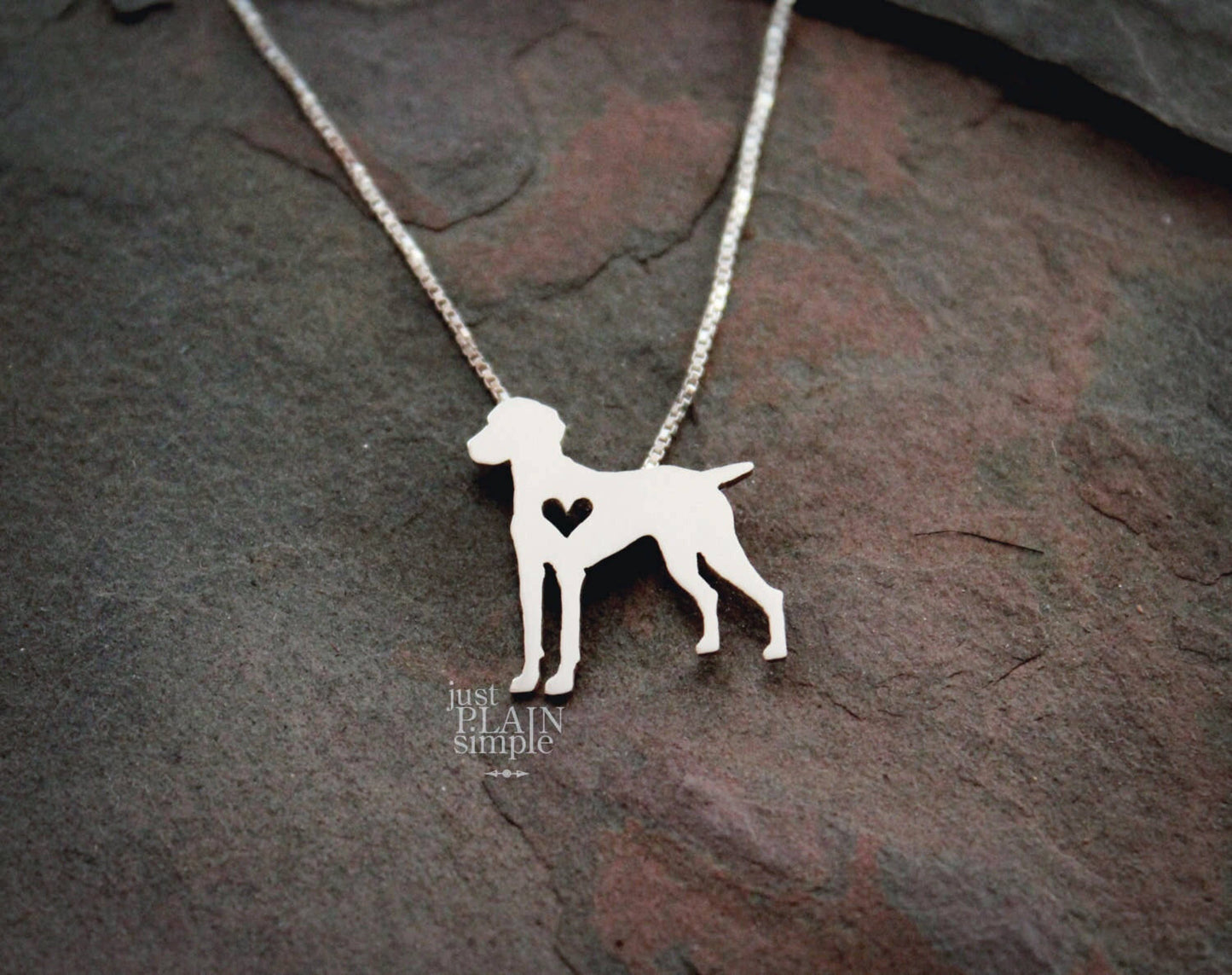 Tiny Vizsla pendant sterling silver dog necklace