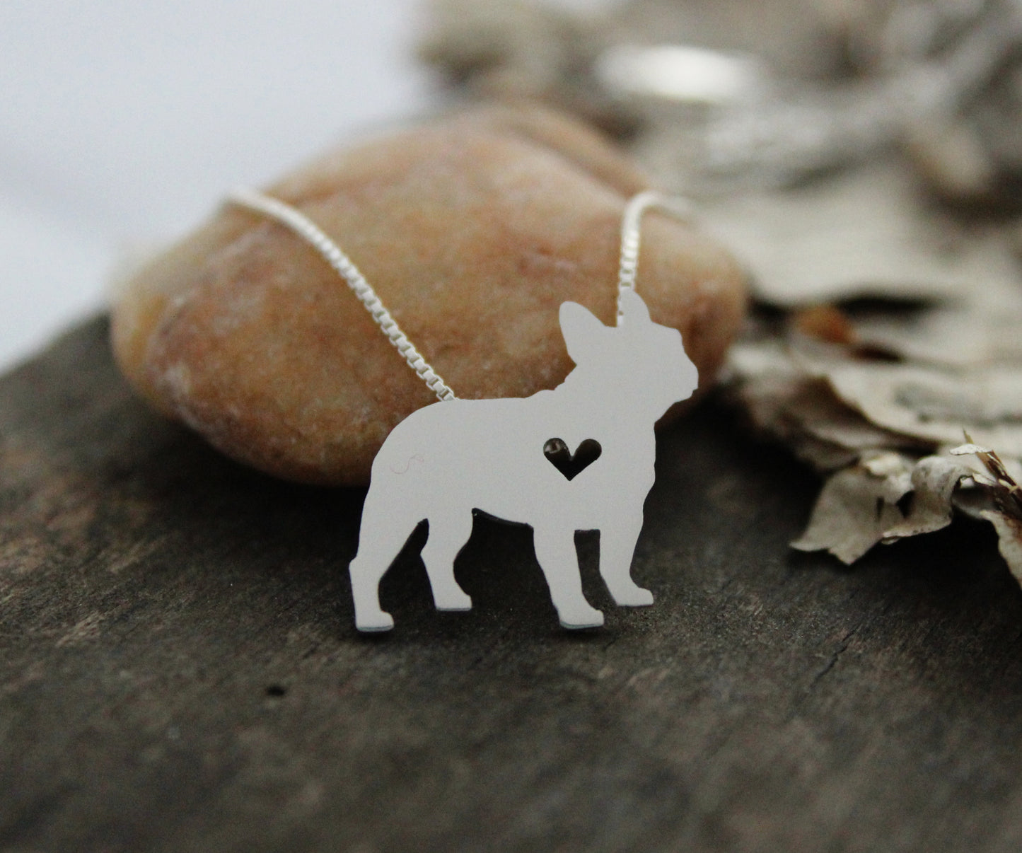 Tiny French Bulldog necklace, sterling silver pendant