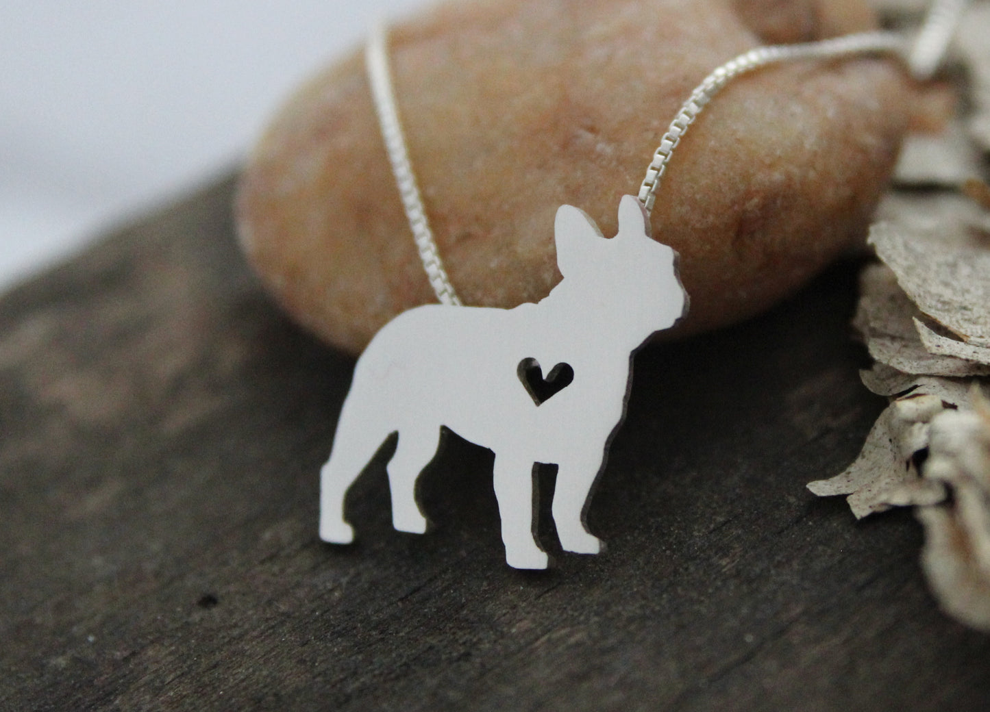 Tiny French Bulldog necklace, sterling silver pendant