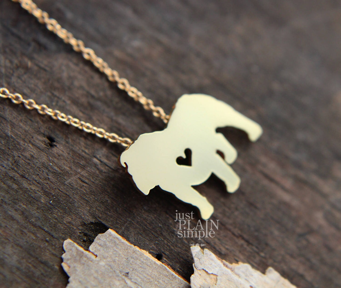 Tiny English Bulldog necklace, Brass dog pendant