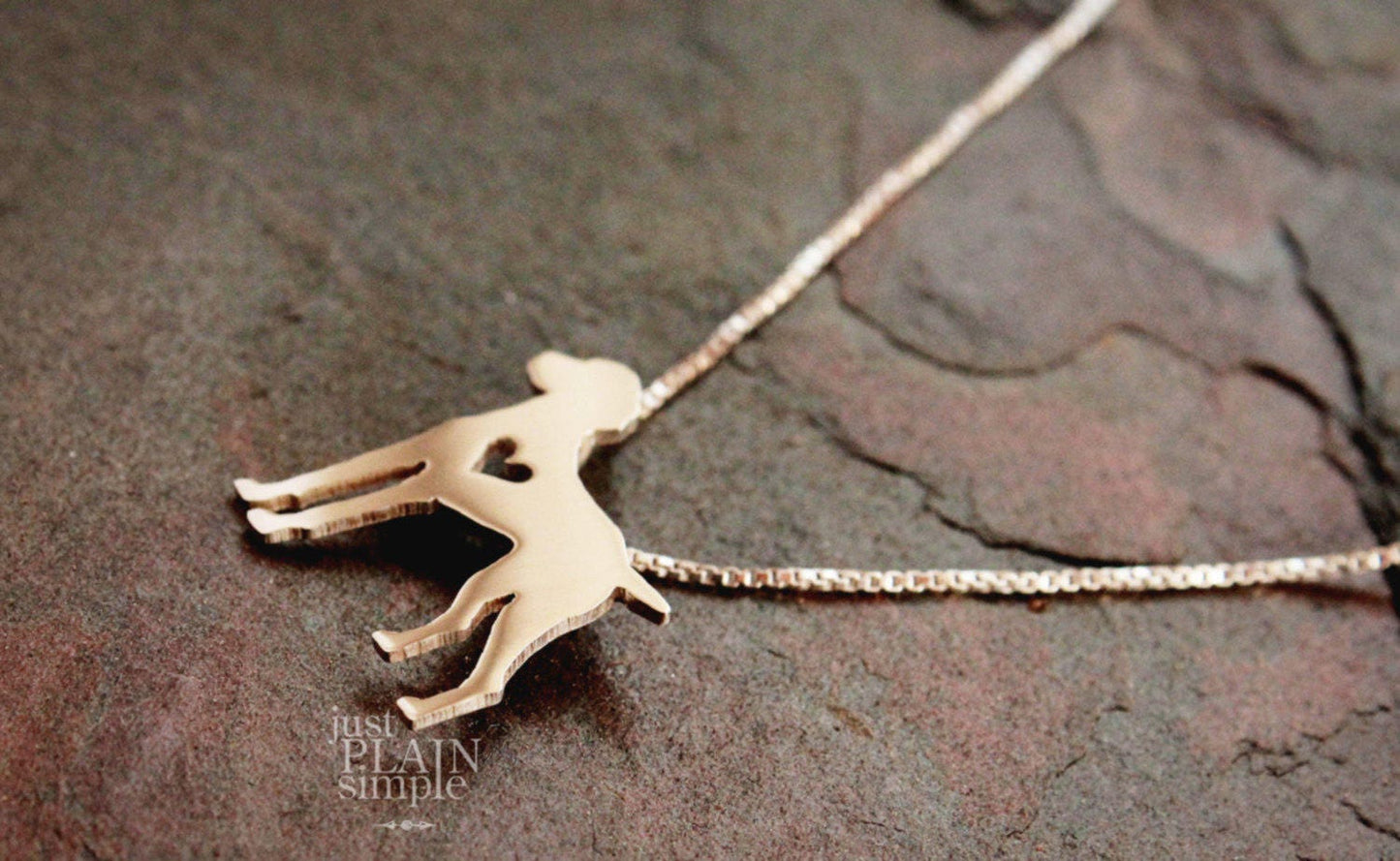 Tiny Vizsla pendant sterling silver dog necklace