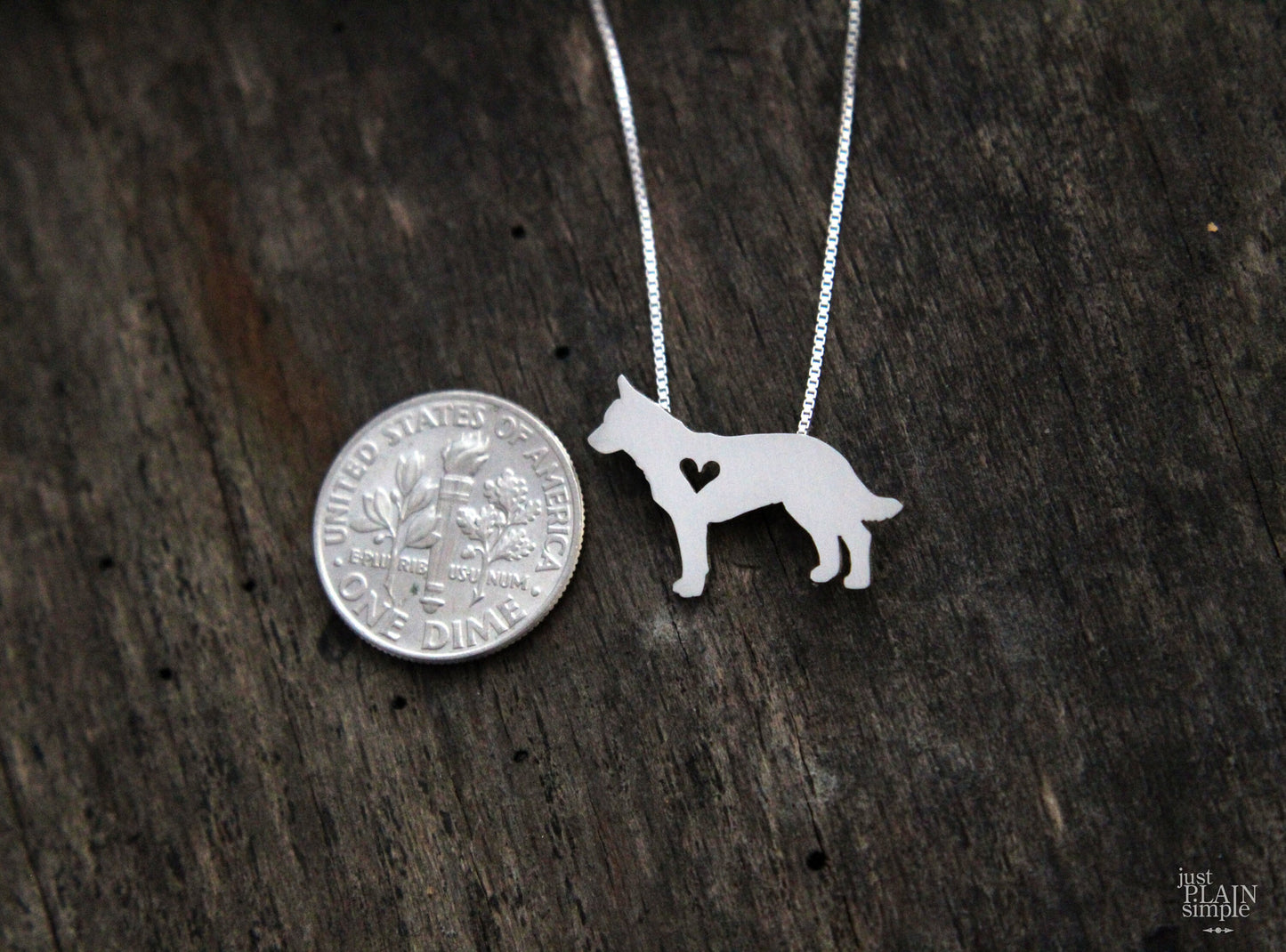 Tiny Cattle Dog/Blue Heeler necklace, sterling silver pendant