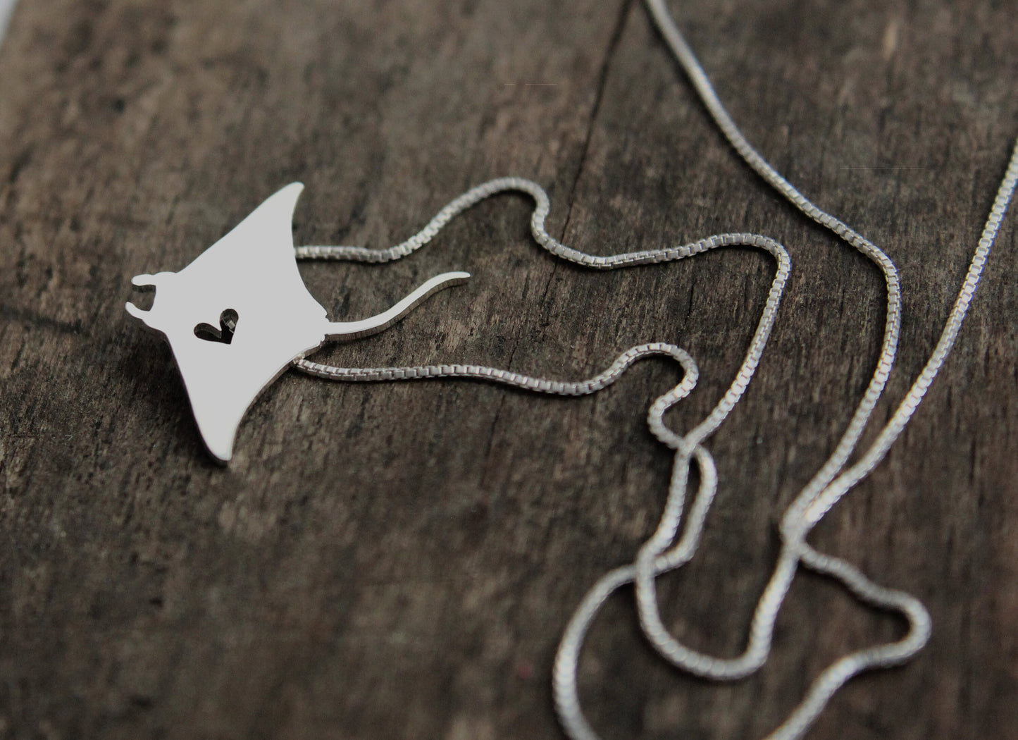 Tiny Manta Ray necklace, sterling silver pendant