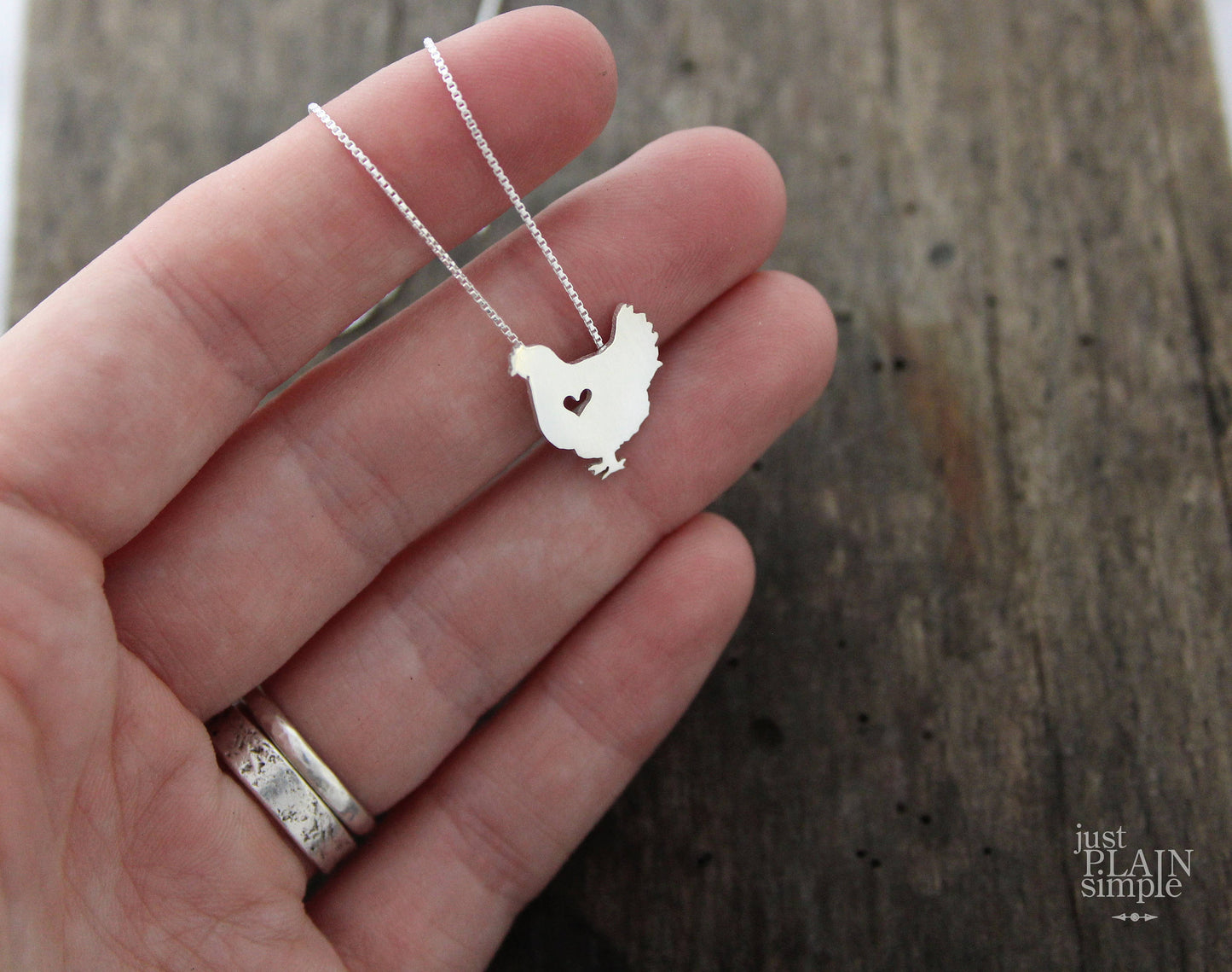 Tiny Hen Chicken necklace, sterling silver pendant