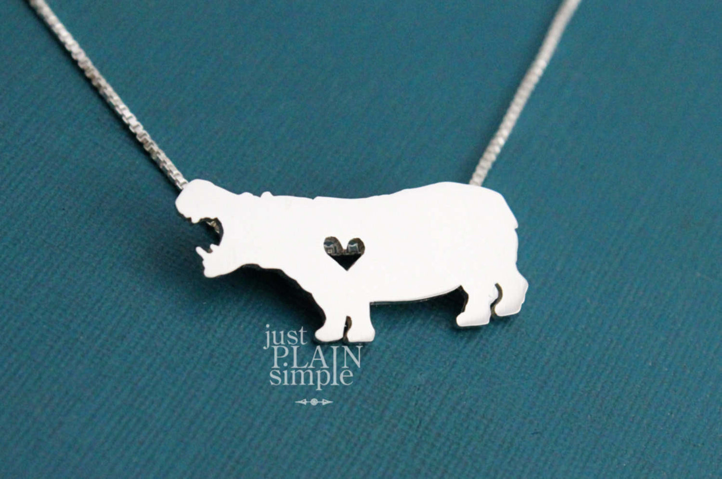 Tiny Hippopotamus necklace, sterling silver pendant