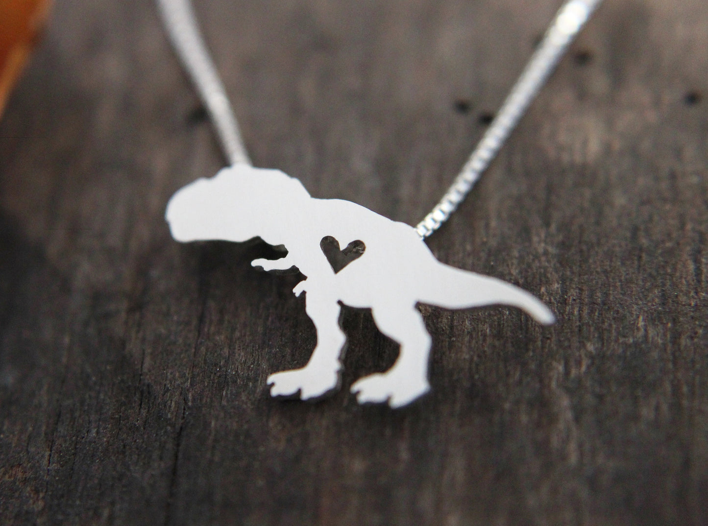 Tiny T-Rex necklace, sterling silver Dinosaur pendant