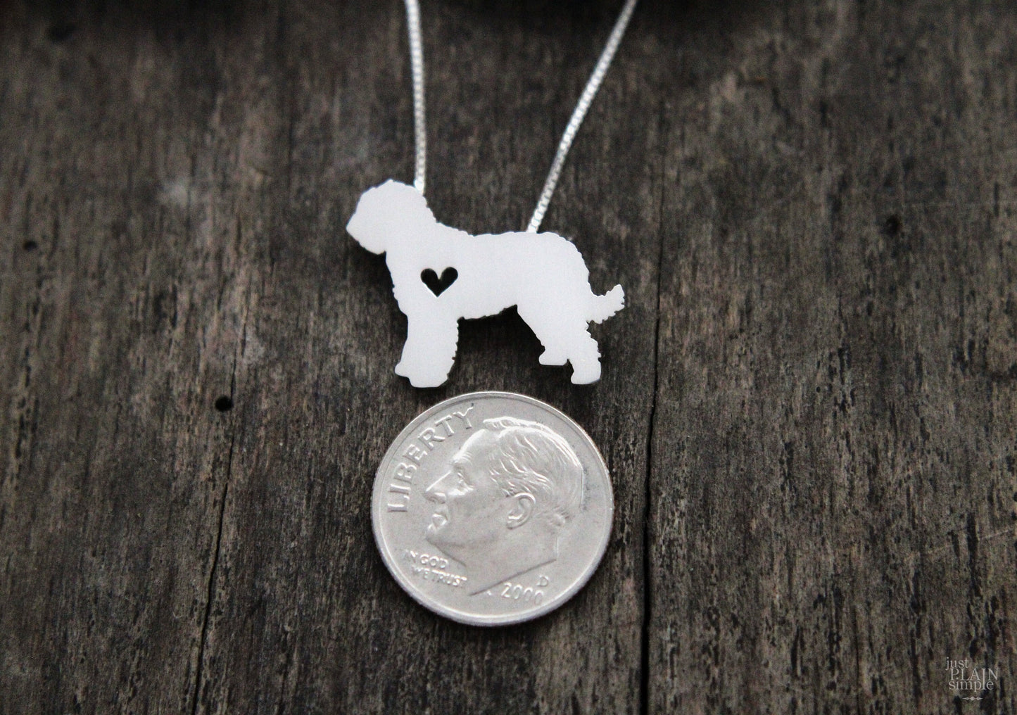 Tiny Goldendoodle necklace, sterling silver pendant