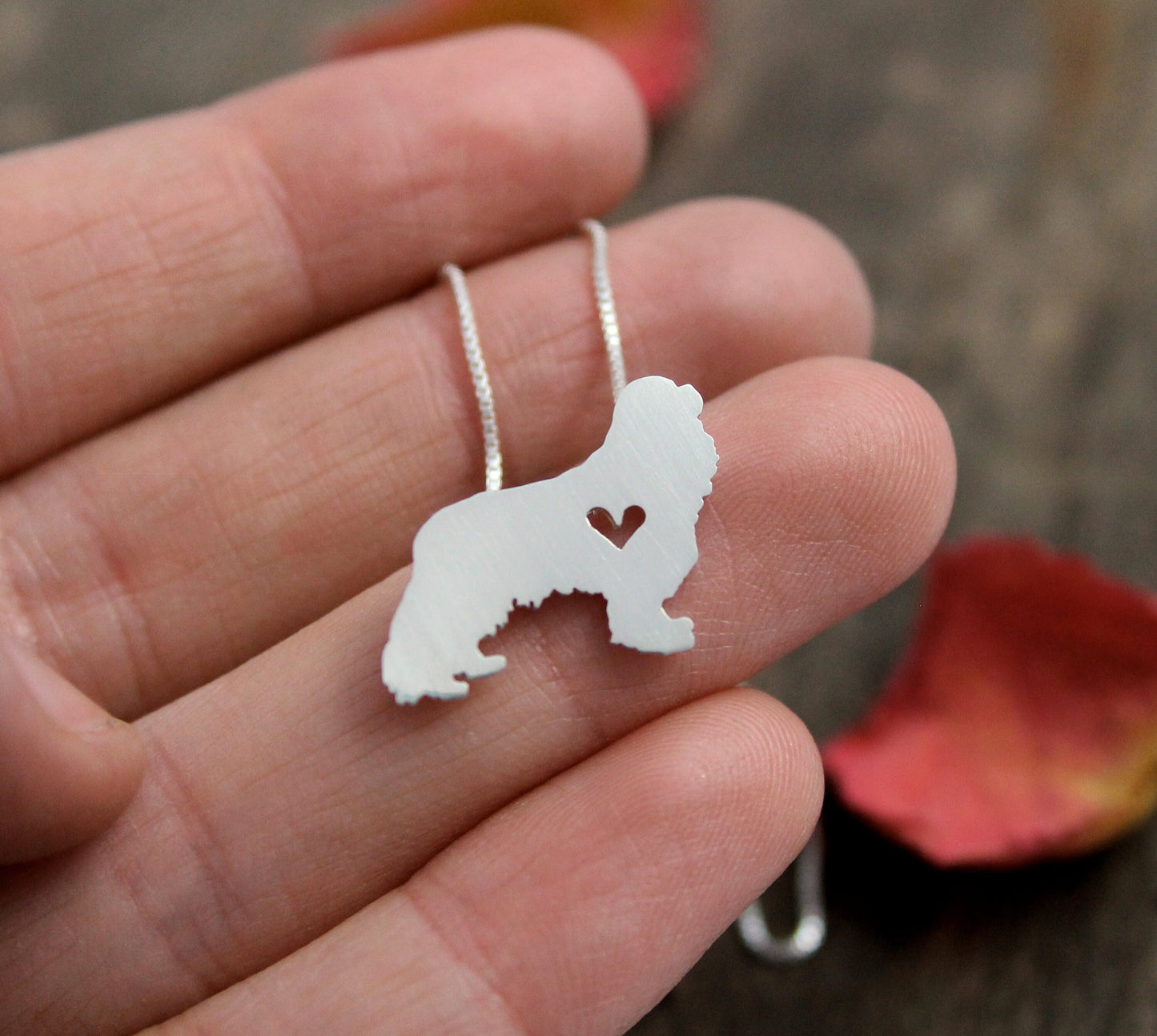 Tiny King Charles Cavilear necklace, sterling silver pendant