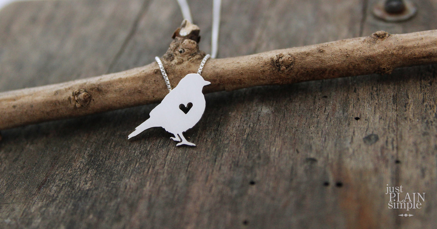 Tiny Song bird necklace, sterling silver pendant