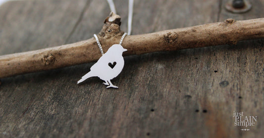 Tiny Song bird necklace, sterling silver pendant