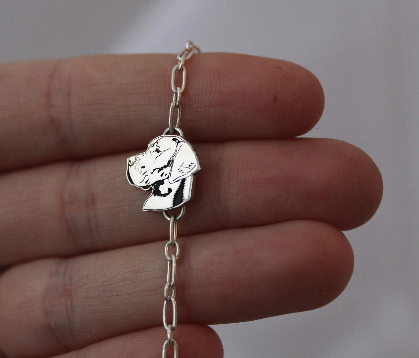 Great Dane Bracelet, engraved sterling silver charm