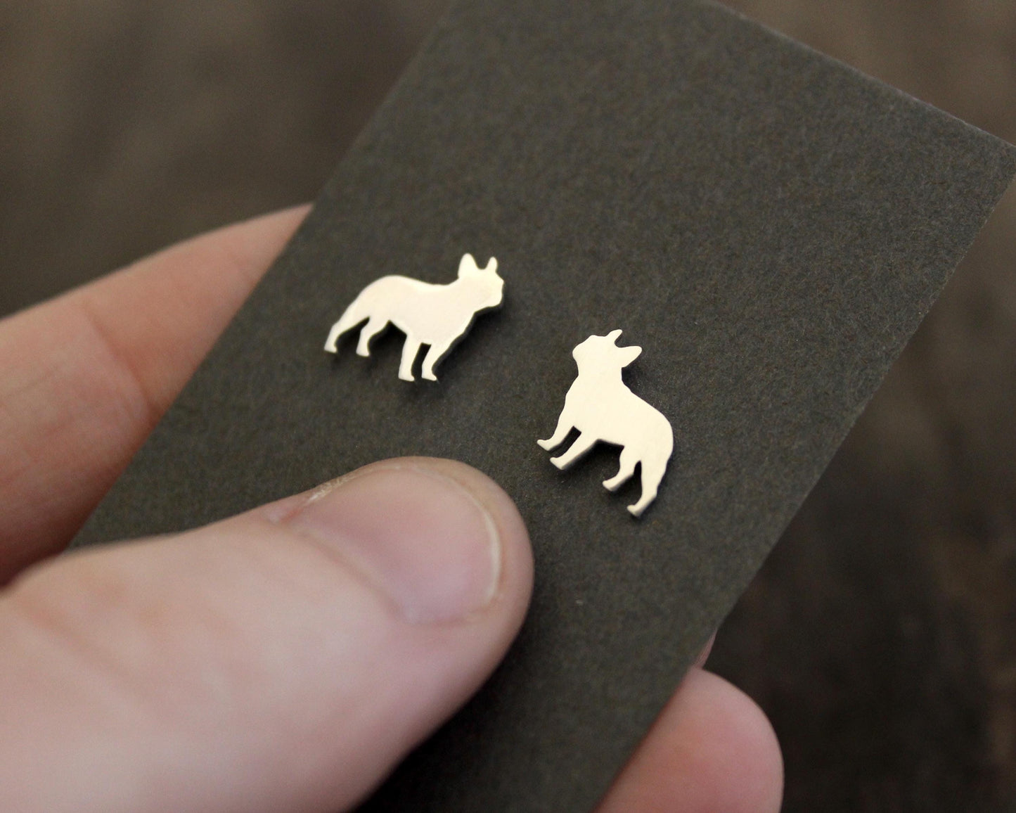 French Bull dog earrings, sterling silver studs, gift for dog lovers