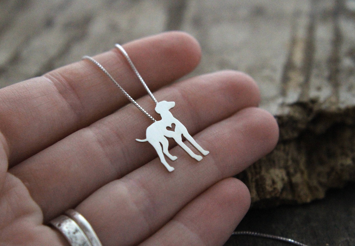 Tiny Greyhound necklace, sterling silver pendant