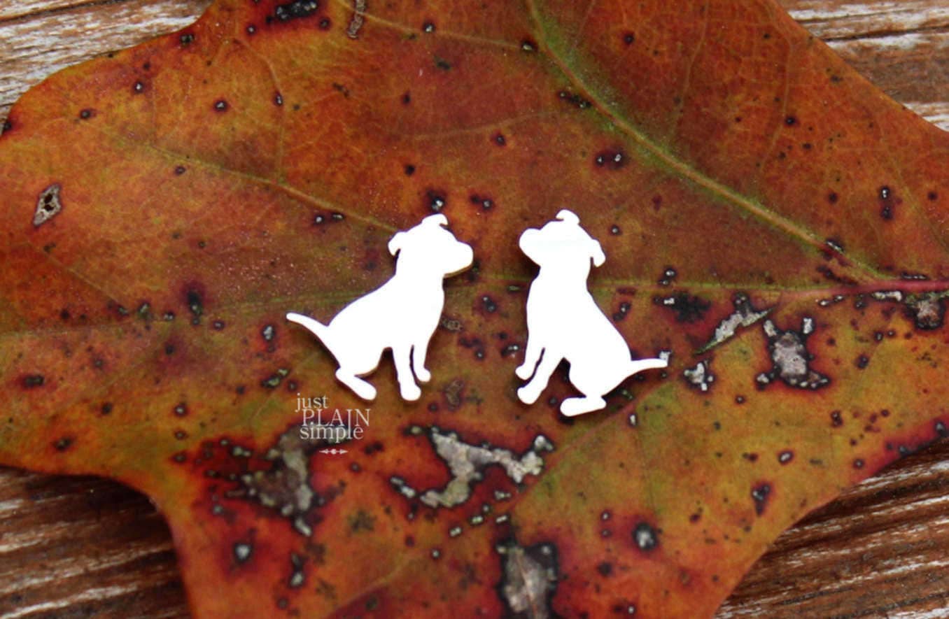 Pit bull earrings, sterling silver studs for dog lovers