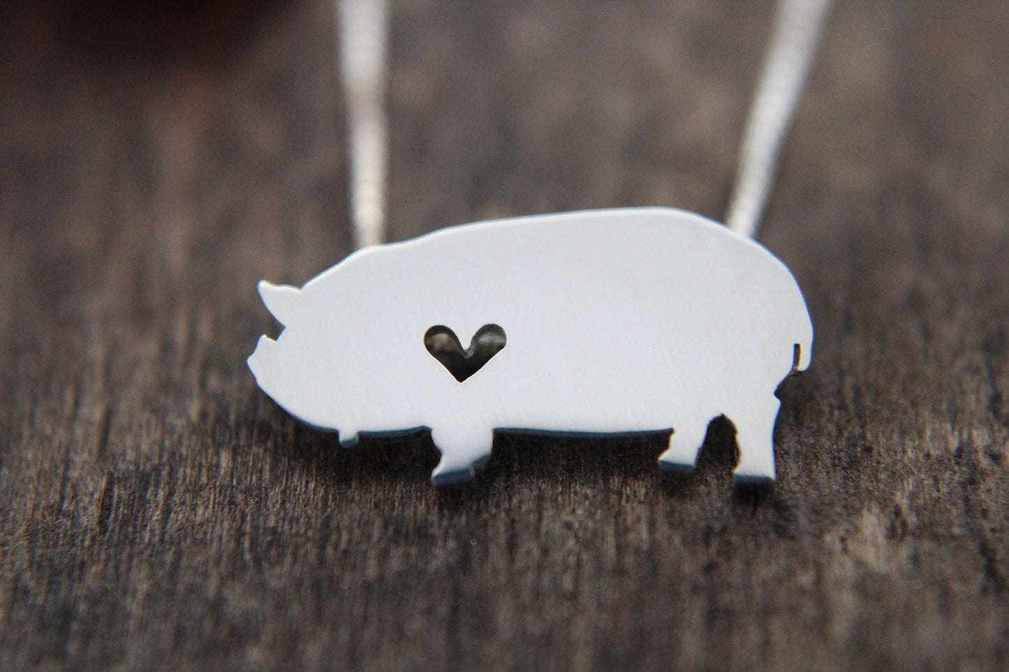 Tiny Kunekune Pig necklace, sterling silver pendant