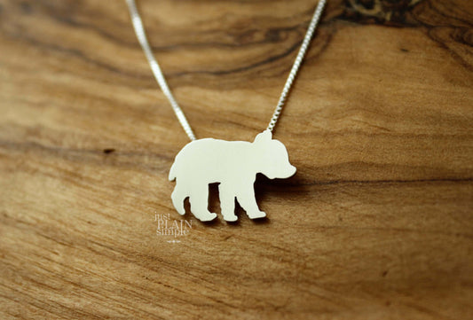 Tiny Bear Cub necklace, sterling silver pendant