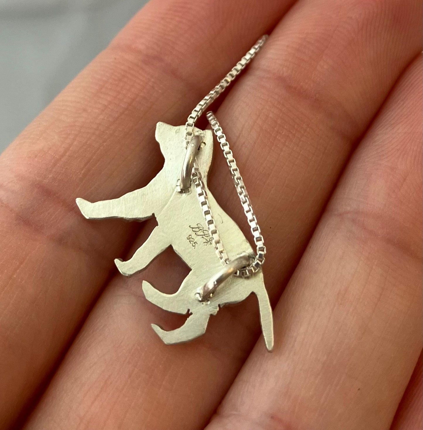 Floral Wolf Cub Pendant, sterling silver necklace