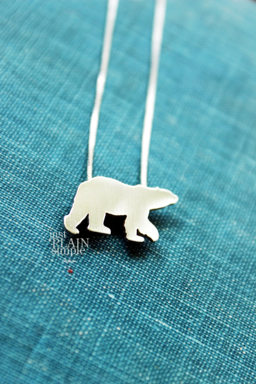 Tiny Polar Bear necklace, sterling silver pendant